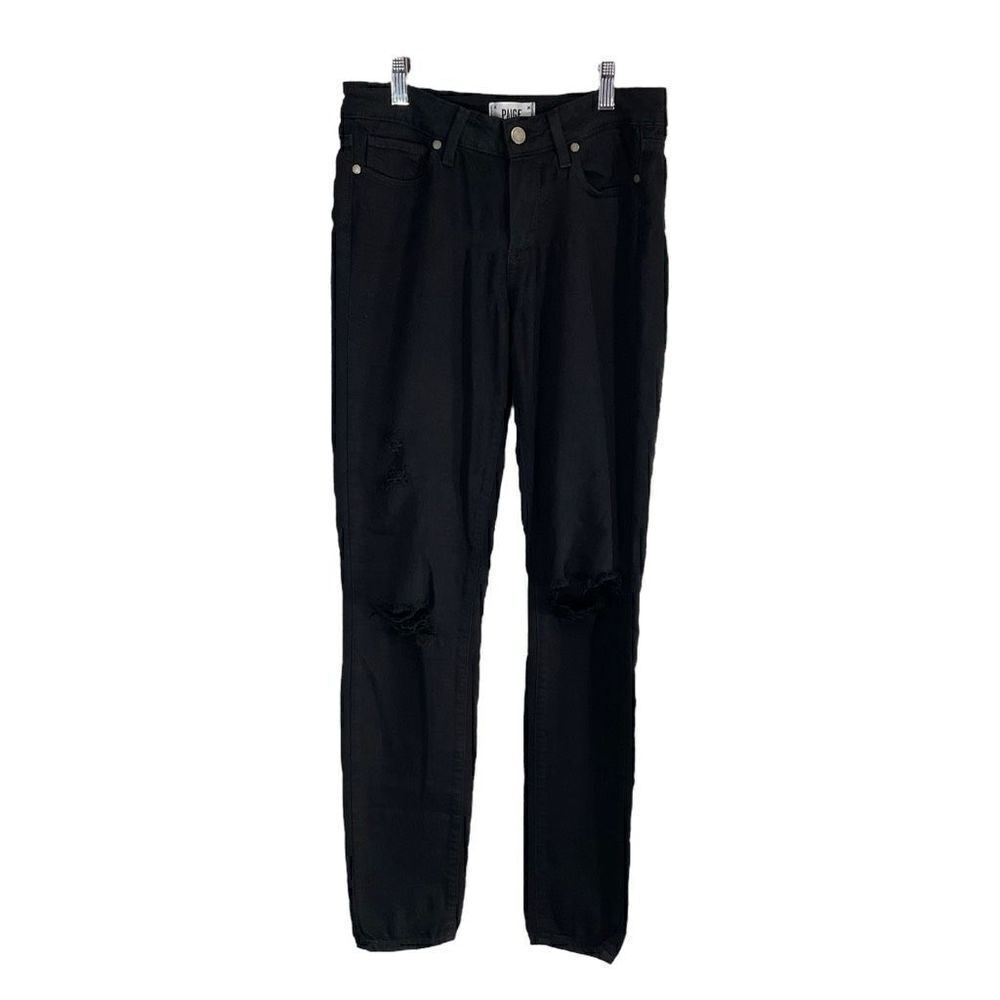 Paige Women's Black High Waisted Distressed Skinny Jeans 27